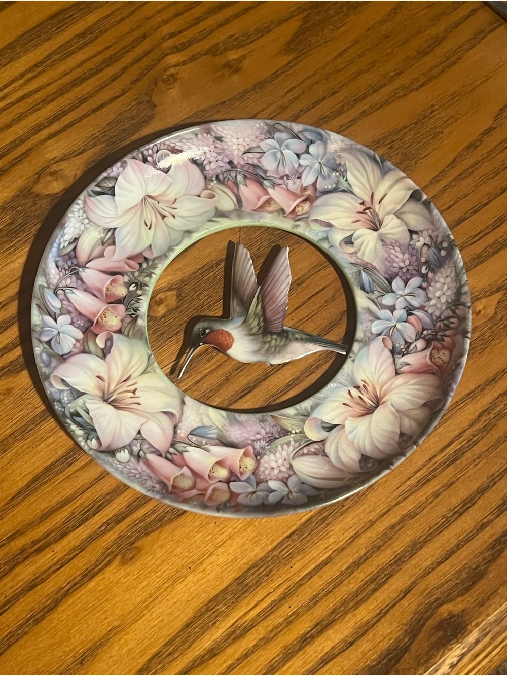 Floral Hummingbird Ring Wall Accent — Lure of the Lily numbered plate